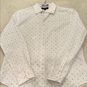 Banana Republic White Shirt with Navy Dots
